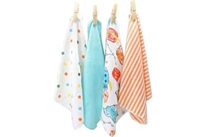 CuteOn 4 PCS Riutilizzabile Neonato Bambino Panno per il viso Alimentazione pulire Stoffa Mini Bambino Asciugamani per Sensibile Pelle 11.02" x 11.02" Blu