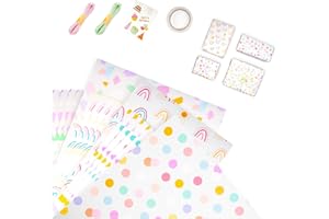 Enocent 15 Large Sheets Gift Wrapping Paper for Girls/Women (50X70cm), 3 Designs Pink Wrapping Paper Gift Wrap for Birthday/Wedding/Anniversary, Pack with 2 Ropes, 1 Sheet Sticker and 1 Tape