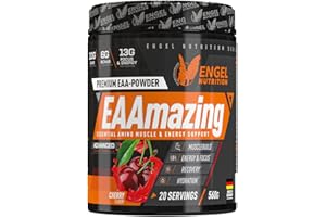 Engel Nutrition EAAmazing EAA Pulver 560g| Hochdosiert mit 19.000mg Aminosäuren | Alle 9 EAAs plus L-Glutamin, L-Arginin, Citrullin uvm. | Für vor oder während dem Training. (Cherry)