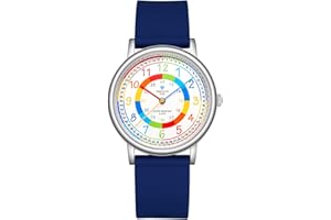 Alienwork Kids Montre Pédagogique Apprendre l'Heure Enfants Garçon Fille Temps d'apprentissage Silicone Léger Doux Imperméable