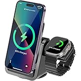 3-in-1 Kablosuz Şarj Standı, Telefon Saat, Ayarlanabilir A&ccedil;ılı, LED Işıklı, iPhone ile Uyumlu-Watch ile Uyumlu