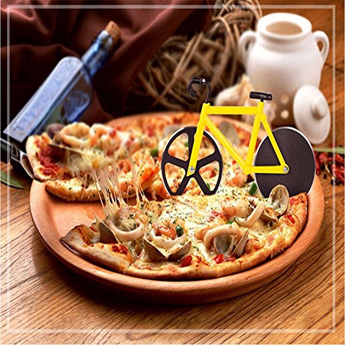 AIU Pizzaschneider Edelstahl Fahrrad Pizzaschneider -Gelb - 4