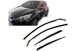 J&J Automotive | Deflettori D'Aria Antiturbo Per Captur 2013-2019, Set di 4 Pz, Nero, Antivento, Antipioggia, Fume' Oscurati