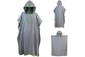 ele ELEOPTION Poncho De Toalla con Capucha para Adultos， Poncho De Surf, Albornoz de Natación para Hombre y Mujer, Ligero y de Secado Rápido para Playa, Camping, Viajes (Gris)