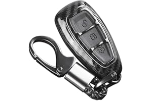 Goolsky Car Key Cover, Case for Ford st Accessories Carbon Fiber Remote Key Compatible with Fords/Focus/Fiesta/Kuga/C-Max (Black)