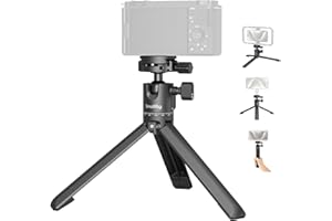 SMALLRIG Trípode de Escritorio Portátil, Trípode de Mesa Pequeño y Compacto de Aleación de Aluminio con Cabezal Esférico de 360°, Placa de Liberación Rápida con Tornillos de 1/4 para DSLR - 4630