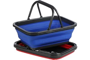 com-four® 2X Cesta de Compras Plegable de Silicona-Caja de Transporte - Cesta de Camping [la selección de Colores varía] (Altura: 15 cm - 2 Piezas)