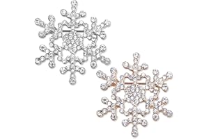 Nifocc Spilla a forma di fiocco neve con strass fiocco di neve spilla da sposa spille di cristallo spille da bavero per le donne vestiti maglioni cappotto feste decorative regali - oro argento 2 pezzi