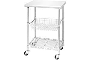 Seville Classics SHE18321 Desserte en Acier Inoxydable 61 x 51 x 91cm Métal chromé