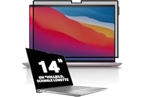 ‎PHIMOOS Phimoos Vakuum-Adsorptions-Sichtschutzfilter 14 Zoll mit Lenovo/HP/Dell/Acer/Samsung/Asus/Toshiba Notebook.Abnehmbarer,Anti-Blaulicht,Anti Blendschutz, Sichtschutz-Displayschutz