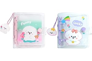 SZHTSWU 2Pcs 3 Inch Mini Photo Album,20 Sheets 40 Pockets Photo Album in Loose Leaf Refillable 3 Rings Photocard Binder Cover Kpop Photocard Holder with Pendant for Picture Cards Storage (Purple Pink)