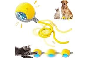 Poxtedsr Jouet interactif pour Chat, Balle de Jouets interactifs pour Chats d'intérieur, Jouet Interactif Chien Balle Qui Bouge Toute Seule (Jaune)