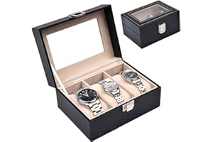 HQdeal Présentoir Coffret boîte à Montre 3 Montres Noir Coffret de Rangement boîte de Montre