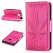 Produktbild Lonchee Huawei Y360 / Huawei Y3C Wallet Tasche Brieftasche Schutzhülle , Ahornblatt geprägtes Muster Design Hochwertige PU Leder Folio Tasche Case Hülle im Bookstyle mit Standfunktion Kredit Kartenfächer (Rose Rot)