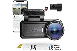 Dashcam Voiture 4K Avant + 1080P Arrière CarByNevo EV4K | Caméra Embarquée Tableau de Bord avec WiFi & GPS, Vision Nocturne HDR/WDR, Surveillance Parking 72h, G-Sensor, Filtre CPL, Carte SD 128 Go