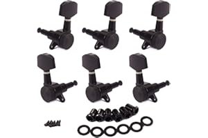 Alnicov Accordatori con corde bloccate Accordatori chiave Meccaniche (3R3L) Per chitarra elettrica acustica Blocco Schaller Style Nero