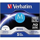 VERBATIM MDISC BDXL Blu-ray Rohlinge 100 GB I Blu-ray-Disc mit 4-facher Schreibgeschwindigkeit I 5er-Pack Jewel Case I großfl