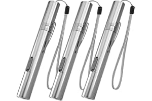 WholeFire Pequeña linterna LED Mini linterna médica de diagnóstico USB, linterna de acero inoxidable recargable a prueba de agua con clip de bolsillo + cable USB para mecánicos (3 piezas)
