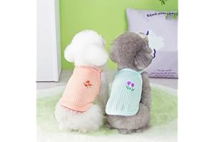 KUNYEAH 2 pezzi vestiti per animali domestici estate cane vestito da ricamo fiore cucciolo gilet carino cane gatto camicia morbido traspirante vestito per animali domestici per piccoli e medi (medio)