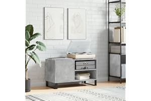 prissent Mobile Porta Dischi 85x38x48cm Legno Multistrato Scaffale Porta CD Libreria Legno Porta Dischi Vinile Libreria Stretta Mobile Basso Mobile Salotto Mobiletto TV Grigio Cemento