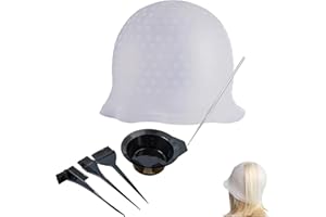 Babbblisio 6 Pcs Silicone Highlight Cap Kit Highlight Caps with Coloring Hair Hook Hair Dye Cap Kit highlight cap and hook kit with Hair Coloring Brushes and Needle highlighting cap highlighting kit
