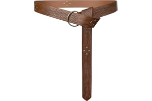 HiiFeuer Średniowieczny Wytłoczony Skórzany Pasek O-ring, Retro Renesansowy Pas Rycerz