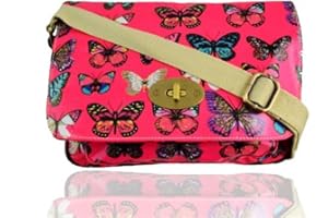 RS.FASHIONS Satchel Oilcloth Butterfly Printed Single pocket small mini cross-body shoulder messenger bags.