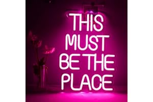 WANXING Letrero de neón This Must Be The Place para decoración de pared, luz LED rosado para decoración del hogar, letrero iluminado con USB para dormitorio, bar, boda, fiesta de cumpleaños
