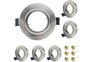 KYOTECH lot de 6 cadres pour spots à encastrer orientables,livré avec douilles GU10,Cadre de Montage encastré Pour lampes halogènes GU10 MR16 led module,Rond lampe encastrée led extra plat