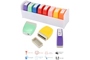 LUNEKUCK 8PCS Rectangulaire Tampons Enseignants Français Kit Auto Encreurs pour Cadeau Professeur Ecole avec Boîte pour Encourager Élèves, Plastique