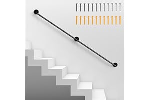 MOOACE Handrails for Stairs, Couleeur Metal Railing Wall Mounted Handrail for Indoor (1.8M)
