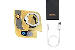 KIPIDA Mechero Electrónico USB, Pantalla Táctil LED Encendedor Electrico Soporte para Móvil Lighter Resistente al Viento Recargable Portátil Mini Isqueiro Electrico Regalos para Hombres y Mujeres