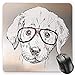 Produktbild HYYCLS Modern Mauspads, Cute Hipster Puppy with Glasses Smart Dog Nerd Animal Humor Fun Graphic Design, Standard Size Rectangle Non-Slip Rubber Mousepad, White Tan Brown