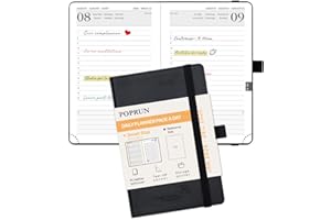 POPRUN Agenda 2026 Giornaliera Piccola, 16 x 10,5 cm, Copertina Morbida, Daily Planner 2026 Tascabile con Portapenne Autoadesivo e Nastro Segnalibro, Carta Spessa da 70 GSM, Nero