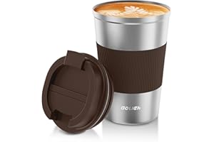 Aolieh Thermobecher, Kaffeebecher mit Auslaufsicherem Deckel, Thermobecher- Isolierbecher, Edelstahl Travel Mug, Kaffeebecher to go für heißes und kaltes Wasser Kaffee Tee 380ML