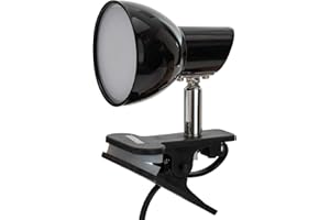 Velamp CHARLY Spot Clip, Lampada Morsetto, Faretto LED con Pinza, 360 Lumen (5W) con Cavo ed Interruttore. per Camera Bimbo, Scrivania, Studio 5 W, Nero