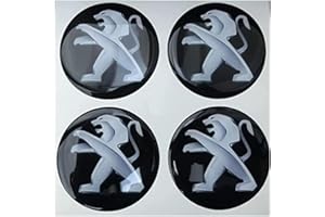 BAONITOU 4 Pcs Hub Centre Caps for Peugeot 50mm, Wheel Centre Sticker Rim Protectors Badge Logo Wheel Protectors Wheel Trims Wheel Centre Caps
