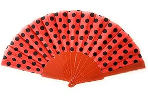 Caprilite Spanish Flamenco Red Black Polka Dot Fan Chinese Folding Hand Held Dancing Prom Party Fans Gift