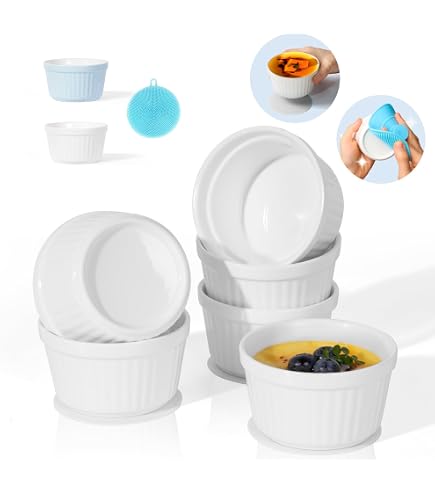 Pirottini In Ceramica Per Crème Brûlée – 6 Pezzi, 9 Cm Diametro, 200 Ml, Per Forno E Frigo