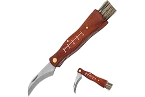CATIME Coltello da Giardino Multifunzionale - a Serramanico per Funghi e Innesto, da Giardinaggio ed Esterno con Manico in Legno