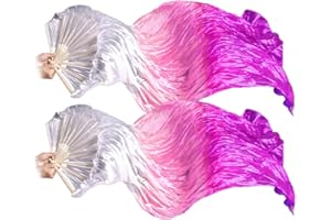Anlising 1 Pair Silk Belly Dance Fan, Silk Long Fans, Belly Dancing Long Folding Fans, for Belly, National Dance