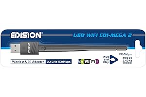 EDISION Adapter USB WiFi EDI-MEGA 2, klucz WiFi MTK7601, 150 Mbps, 2,4 GHz, antena przechylana, kompatybilny z Picco T265 pro HD, Ping T2/C, Proton S2 plus, mały, Picneck, Windows i Linux