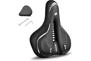 DREAMDASH Selle de Velo Ultra Confortable Ergonomique, 25 x 21 cm Coussin Imperméable en PU pour Homme et Femme, Gel de Silicone Absorbant Les Chocs, Selle Vélo Route Ville VTT