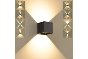 SANSHI LED Wandleuchte Innen/Aussen,12W Lampe Wand,IP65 Wasserdichte Außen Wandlampe,3000K Warmweiß Aussenlampe,Modern Aussenleuchte,Garten Außenleuchte mit Up Down Einstellbar Abstrahlwinkel schwarz