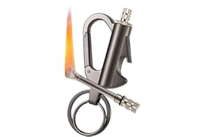 XUMINNY Keychain Lighter, Permanent Match Lighter with Multitool, Keychain Bottle Opener, Reusable Match Strike, for Outdoor Survival (Black)