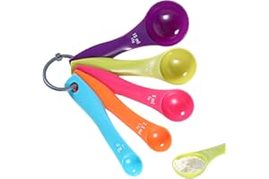 QIIMENGUER 5 Stück Messlöffel aus Kunststoff，Measuring Spoons， Messlöffel Set für Aromadosierung, Flüssigkeits- und Pulvermessgeräte-Dosierung(5 zufällige Farben)