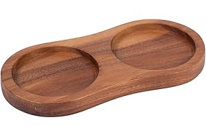 DeroTeno Vassoio per macina sale e pepe, diametro interno 6 cm, Legno d'acacia, supporto per macina pepe, protezione del tavolo da pranzo (il macina pepe e il macina sale non sono inclusi)