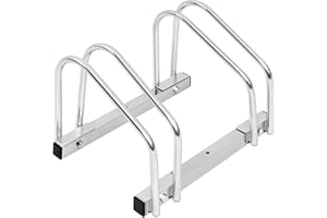 WOLTU Soporte para Aparcar 2 Bicicletas, Aparcamiento para Bicis, Fácil Montaje en Suelo y Pared, Uso Interior y Exterior, Garaje y Jardín, Hierro Galvanizado Antioxidación