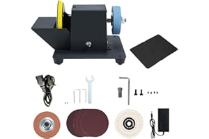 Mulcort Mini Desk Sander Polisher, 250W 2-in-1 Dual Wheel Bench Grinder Polisher Sanding Machine,Mini Sander Sanding Machine 7 Adjustable Speed 6000RPM for Grinding Metal Removing Rust Burring