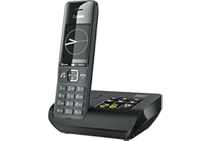 ‎GIGASET Gigaset Comfort 520A - Schnurloses DECT-Telefon mit Anrufbeantworter - Elegantes Design - Freisprechfunktion - Komfort Anrufschutz - Adressbuch mit 200 Kontakten,titan-schwarz [Deutsche Version]